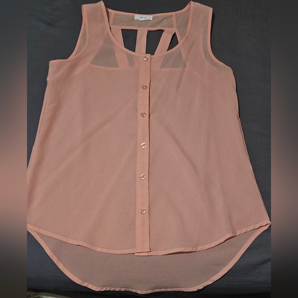 Peach Sleeveless Blouse